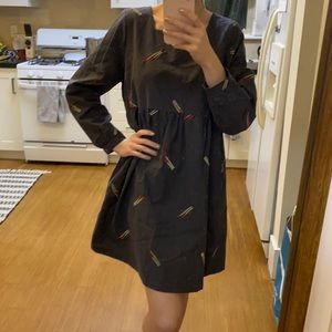 Olive - Embroidered floral dress